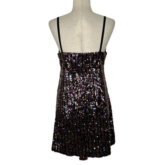 Zara Dress Women Size Medium Rainbow Sequin Mini Tank Party Glitter Disco - Picture 4 of 16